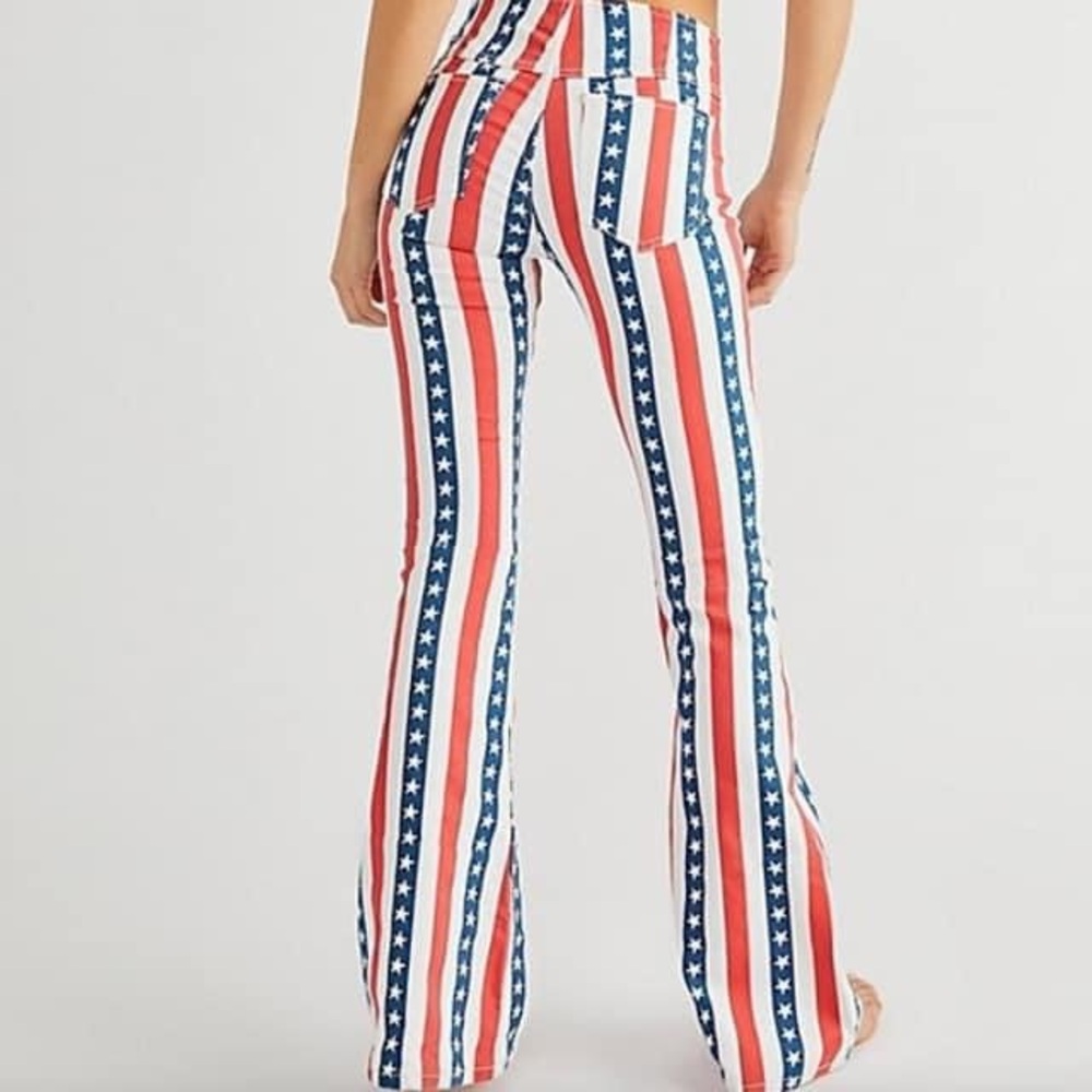Free People Jeans | Limited Edition | Penny Pull-On Flare Jeans Stars & Strips